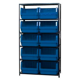 Steel Shelving With 10 Magnum Giant Hopper Bins Blue, 18x42x75