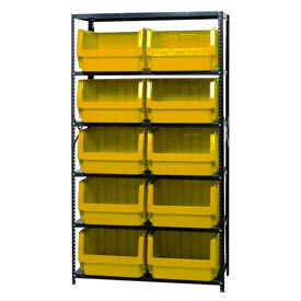 Steel Shelving With 10 Magnum Giant Hopper Bins Yellow, 18x42x75