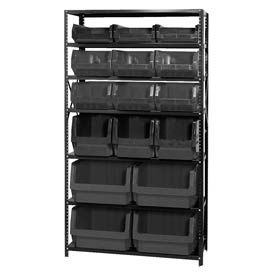 Steel Shelving With 16 Magnum Giant Hopper Bins Black, 18x42x75
