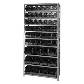 Steel Shelving With 48 Giant Stacking Bins Black, 12x36x75