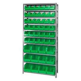 Steel Shelving With 48 Giant Stacking Bins Green, 12x36x75