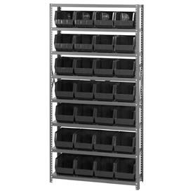 Steel Shelving With 28 Giant Stacking Bins Black, 12x36x75
