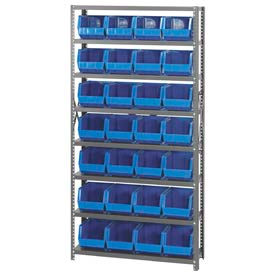 Steel Shelving With 48 Giant Stacking Bins Blue, 12x36x75