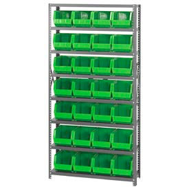 Steel Shelving With 28 Giant Stacking Bins Green, 12x36x75