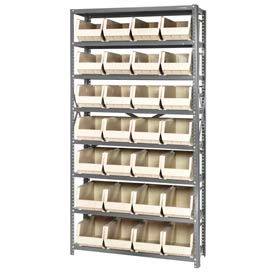 Steel Shelving With 28 Giant Stacking Bins Ivory, 12x36x75
