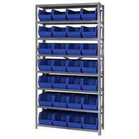 Steel Shelving With 28 Giant Stacking Bins Blue, 12x36x75