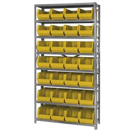 Steel Shelving With 28 Giant Stacking Bins Yellow, 12x36x75