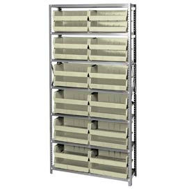Steel Shelving With 24 Giant Stacking Bins Ivory, 12x36x75