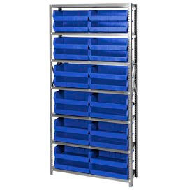 Steel Shelving With 24 Giant Stacking Bins Blue, 12x36x75