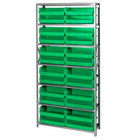 Steel Shelving With 24 Giant Stacking Bins Green, 12x36x75
