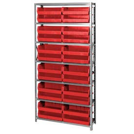 Steel Shelving With 24 Giant Stacking Bins Red, 12x36x75
