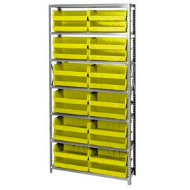 Steel Shelving With 24 Giant Stacking Bins Yellow, 12x36x75