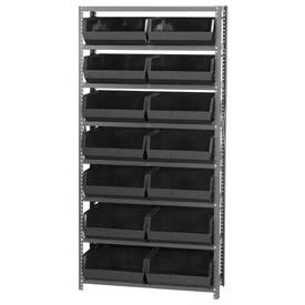 Steel Shelving With 14 Giant Stacking Bins Black, 12x36x75