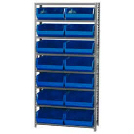 Steel Shelving With 14 Giant Stacking Bins Blue, 12x36x75