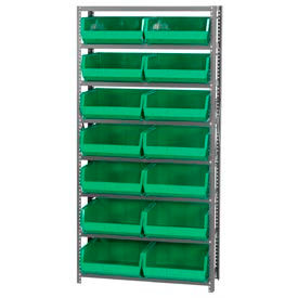 Steel Shelving With 14 Giant Stacking Bins Green, 12x36x75