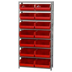 Steel Shelving With 14 Giant Stacking Bins Red, 12x36x75