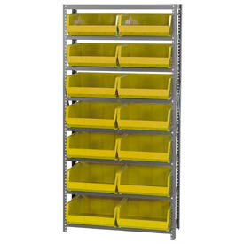 Steel Shelving With 14 Giant Stacking Bins Yellow, 12x36x75