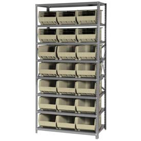 Steel Shelving With 21 Giant Stacking Bins Ivory, 18x36x75