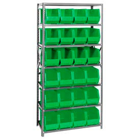 Steel Shelving With 24 Giant Stacking Bins Green, 18x36x75