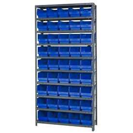 Steel Shelving With (45) 6"H Shelf Bins Blue, 36"W x 12"D x 75"H - 10 Shelves