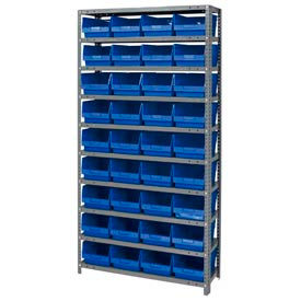 Steel Shelving With (36) 6"H Shelf Bins Blue, 36"W x 12"D x 75"H - 10 Shelves