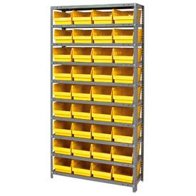 Steel Shelving With (36) 6"H Shelf Bins Yellow, 36"W x 12"D x 75"H - 10 Shelves