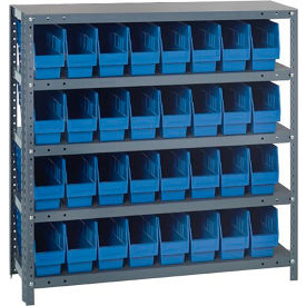 Steel Shelving With (32) 6"H Shelf Bins Blue, 36"W x 12"D x 39"H - 5 Shelves