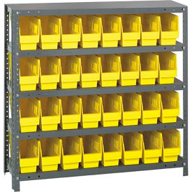 Steel Shelving With (32) 6"H Shelf Bins Yellow, 36"W x 12"D x 39"H - 5 Shelves