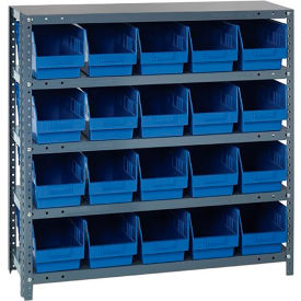 Steel Shelving With (20) 6"H Shelf Bins Blue, 36"W x 12"D x 39"H - 5 Shelves
