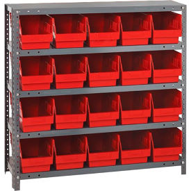 Steel Shelving With (20) 6"H Shelf Bins Red, 36"W x 12"D x 39"H - 5 Shelves
