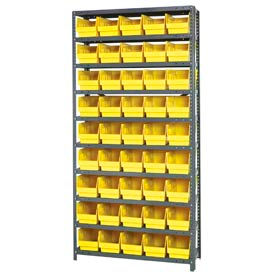 Steel Shelving With (45) 6"H Shelf Bins Yellow, 36"W x 18"D x 75"H - 10 Shelves