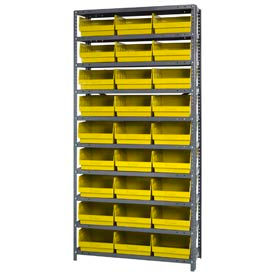Steel Shelving With (36) 6"H Shelf Bins Yellow, 36"W x 18"D x 75"H - 10 Shelves