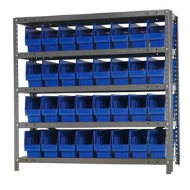 Steel Shelving With (32) 6"H Shelf Bins Blue, 36"W x 18"D x 39"H - 5 Shelves