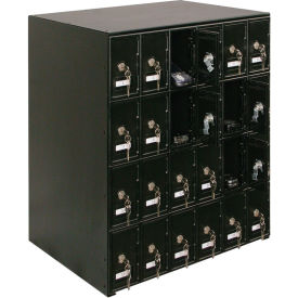 4-Tier 24 Door Locker w/ Master Key Lock, 22"W x 16"D x 26"H, Black, Assembled