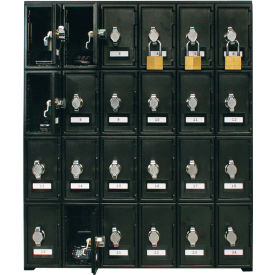 4-Tier 24 Door Locker with Hasp Locks, 22"W x 16"D x 26"H, Black, Assembled