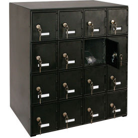 4-Tier 16 Door Locker w/ Key Locks, 22"W x 16"D x 26"H, Black, Assembled