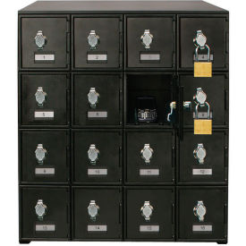 4-Tier 16 Door Locker with Hasp Locks, 22"W x 16"D x 26"H, Black, Assembled