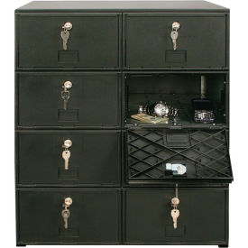 4-Tier 8 Door Locker with Master Key Lock, 22"W x 16"D x 26"H, Black, Assembled