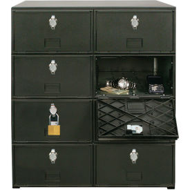4-Tier 8 Door Locker with Hasp Locks, 22"W x 16"D x 26"H, Black, Assembled