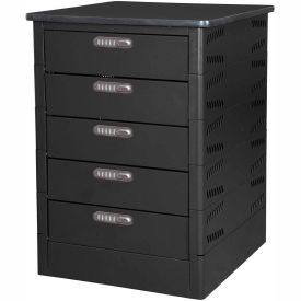 Laptop Storage Locker with Laminate Top, 5 Bays, Electronic Lock, Black