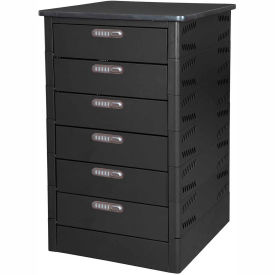 Laptop Storage Locker with Laminate Top, 6 Bays, Electronic Lock, Black