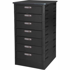 Laptop Storage Locker with Laminate Top, 7 Bays, Electronic Lock, Black