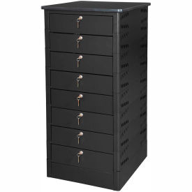Laptop Storage Locker with Laminate Top, 8 Bays, Key Lock, Black