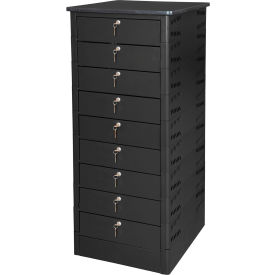 Laptop Storage Locker with Laminate Top, 9 Bays, Key Lock, Black