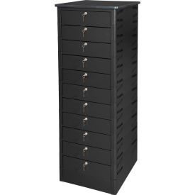 Laptop Storage Locker with Laminate Top, 11 Bays, Key Lock, Black