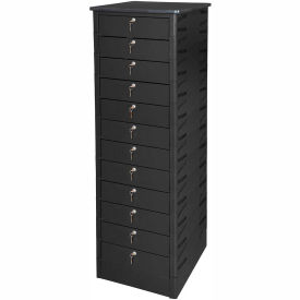 Laptop Storage Locker with Laminate Top, 12 Bays, Key Lock, Black