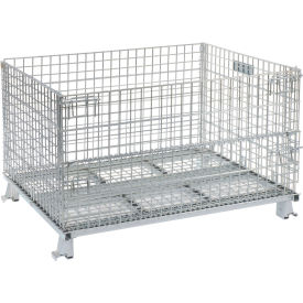 Nashville Folding Wire Mesh Container, 48"L x 40"W x 30-1/2"H, 3000-4000 lb. Capacity, Gray