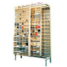 Free Standing Slider System With 28 Bins Ivory