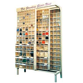 Quantum Gondola Free Standing Slider System With 56 Variety Bins Ivory