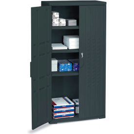 Plastic Storage Cabinet, 33"W x 18"D x 66"H, Black, Unassembled